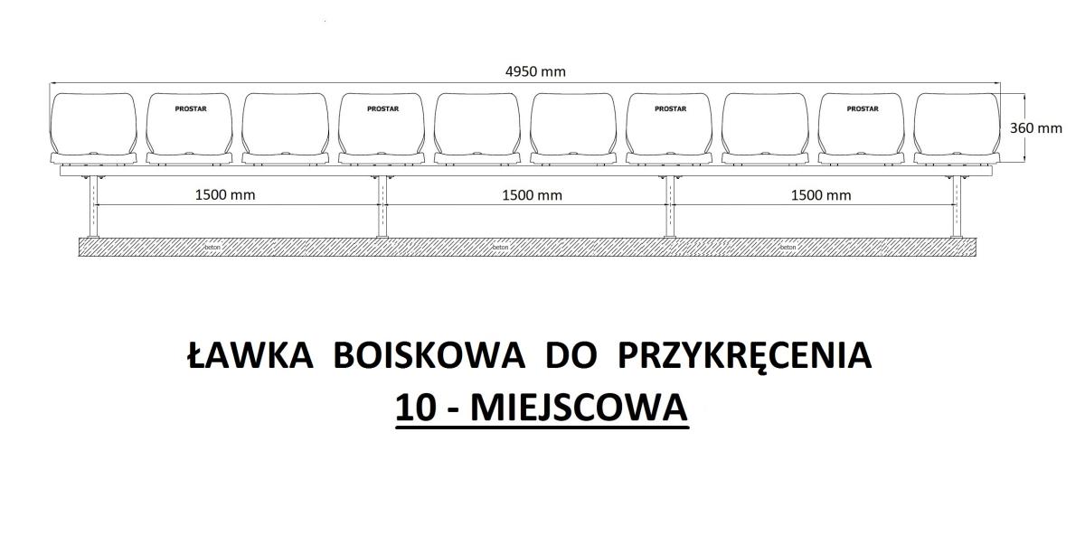 Ławka boiskowa do przykręcenia - 10 miejsc - prosto od producenta